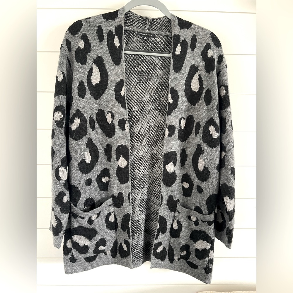 Staccato size medium black and grey leopard cardigan